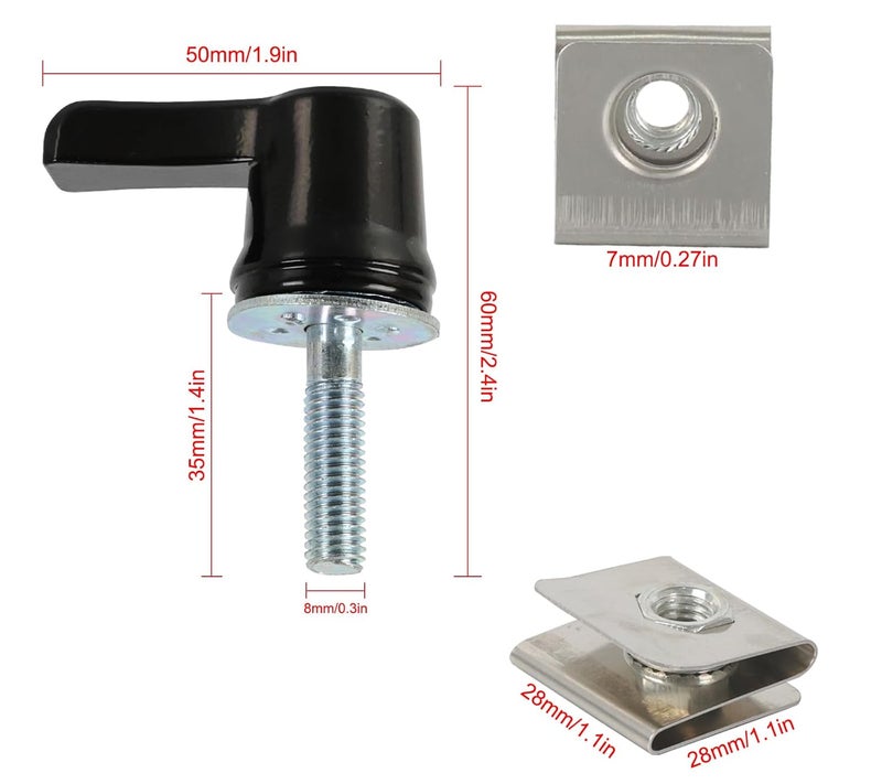 MOCODUO Saddlebag Lever Lock Fastener Bolt Nut Mounting Hardware, Heavy Duty Anti-Theft Saddle Bag Screw Bolts Kits Fits for Harley Touring Road Street Glide Ultra Electra Road King Softail 1992-Later Silver - Image 4